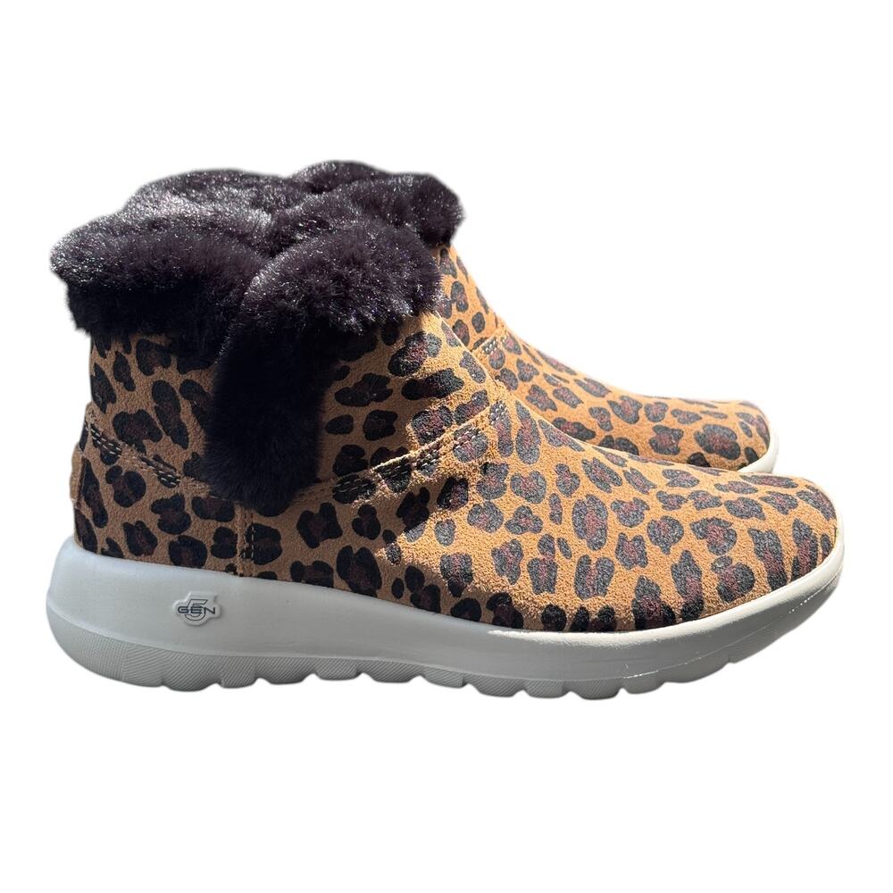 Skechers On-The-Go Joy Ankle Boots Womens 6 Brown Black Leopard Print 16608